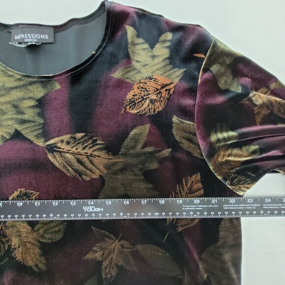 VTG Impressions Top Women's L Purple Eggplant Green Leaves Tunic Long Sleeve - Picture 7 of 13